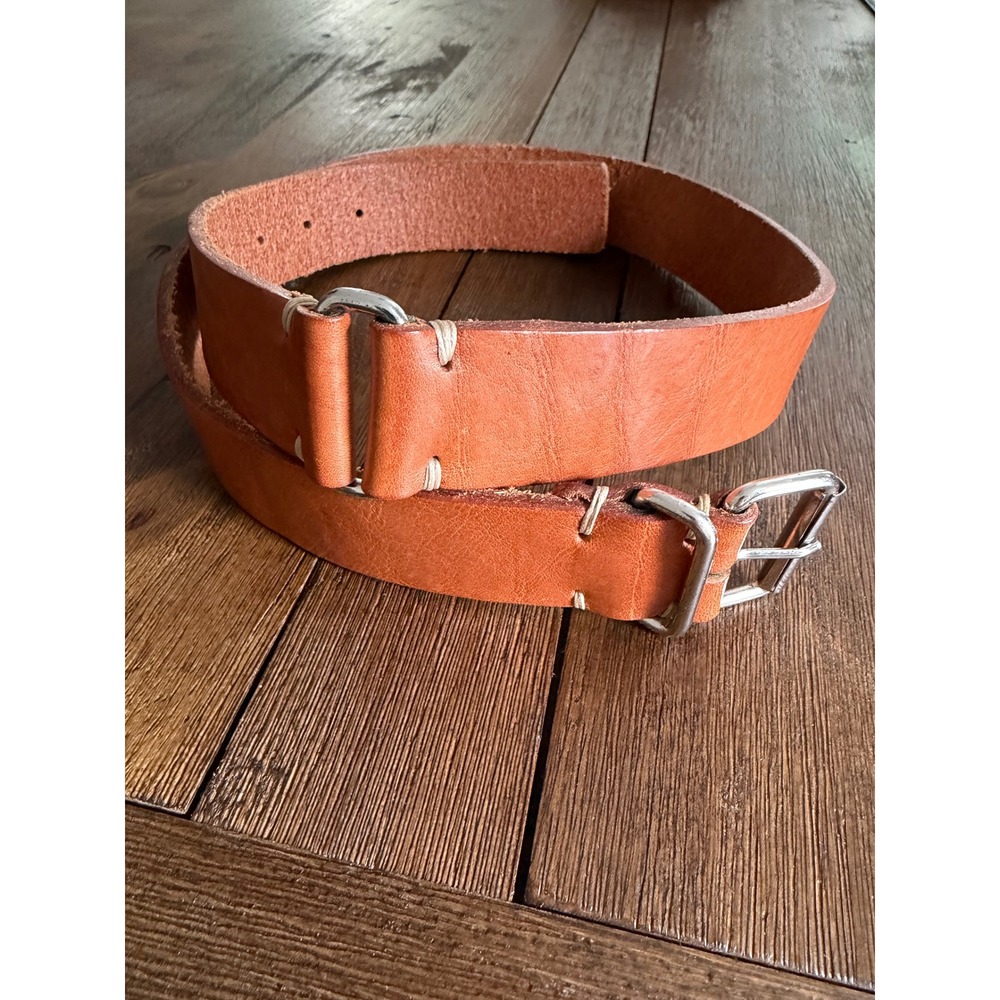 Gap Vintage Wide Leather Belt Tan Cognac Small Made in Italy Boho Western